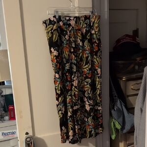 Jessica Simpson Floral Wide-Leg Pants - Black, Green, Orange, Pink